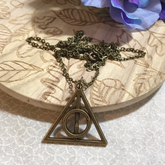 3 for $25 💖 Antique gold deathly hallows necklace - Picture 2 of 3